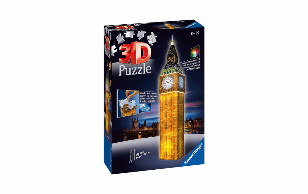 3D Jigsaw - Big Ben Light Up Edition 216 pieces by Ravensburger - The Jigsaw Cellar
