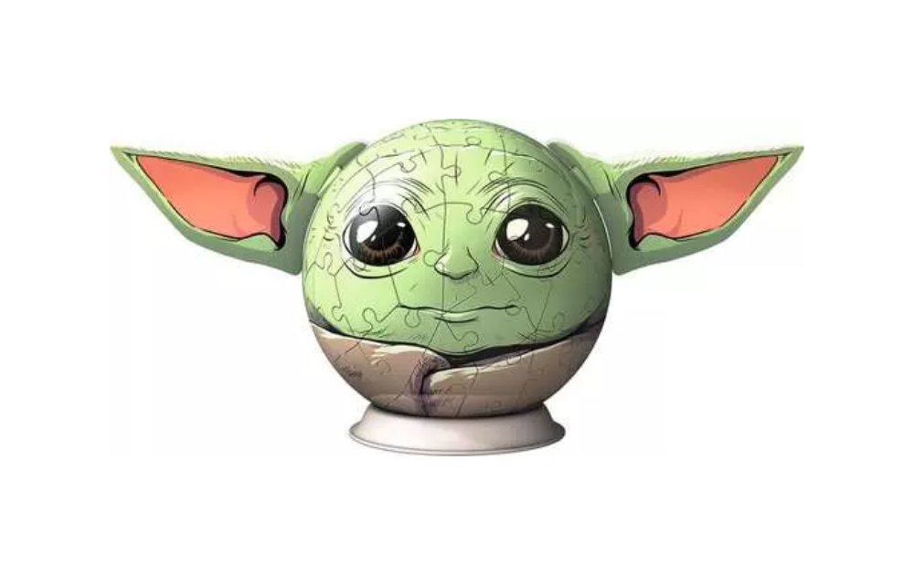 3D Jigsaw - Star Wars Mandalorian Grogu 77 piece globe with ears puzzle by Ravensburger - The Jigsaw Cellar