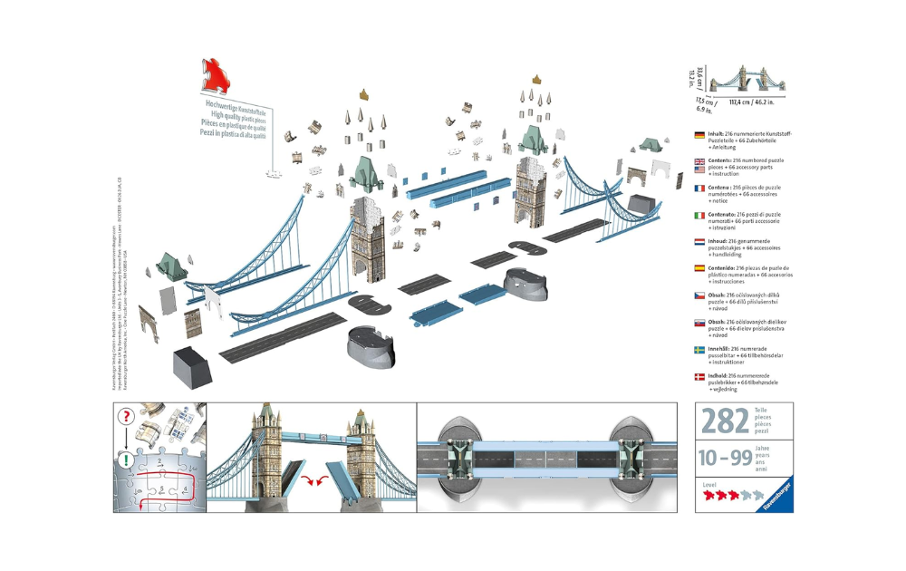 3D Jigsaw - Tower Bridge of London 216 Piece Puzzle by Ravensburger - The Jigsaw Cellar