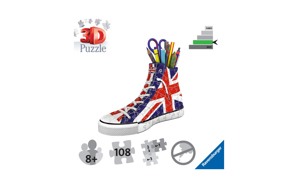 3D Jigsaw - Union Jack Sneaker 108 Piece Puzzle by Ravensburger - The Jigsaw Cellar