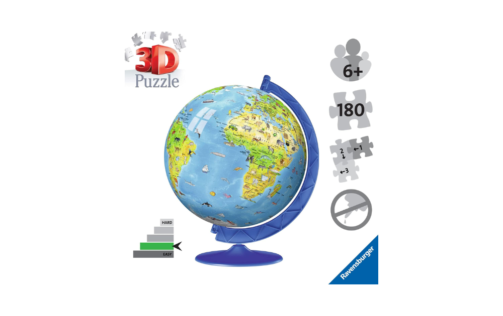 3D Jigsaw - World Globe 180 Piece Puzzle by Ravensburger - The Jigsaw Cellar