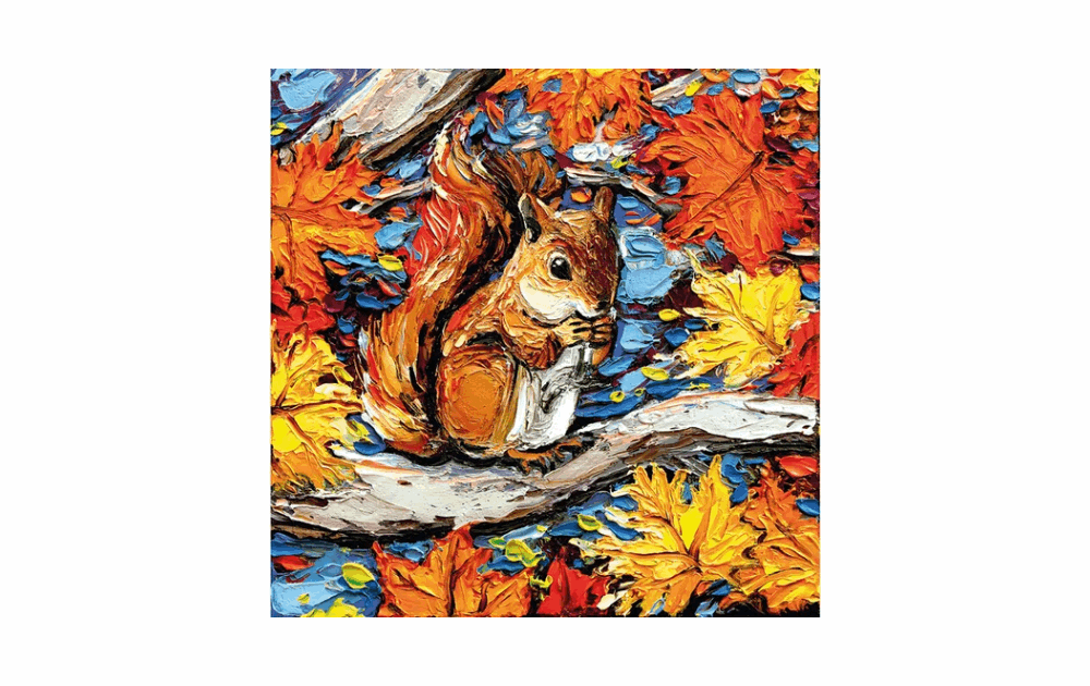 Wentworth 500 piece squirrel jigsaw featuring a vibrant autumn scene with colorful leaves