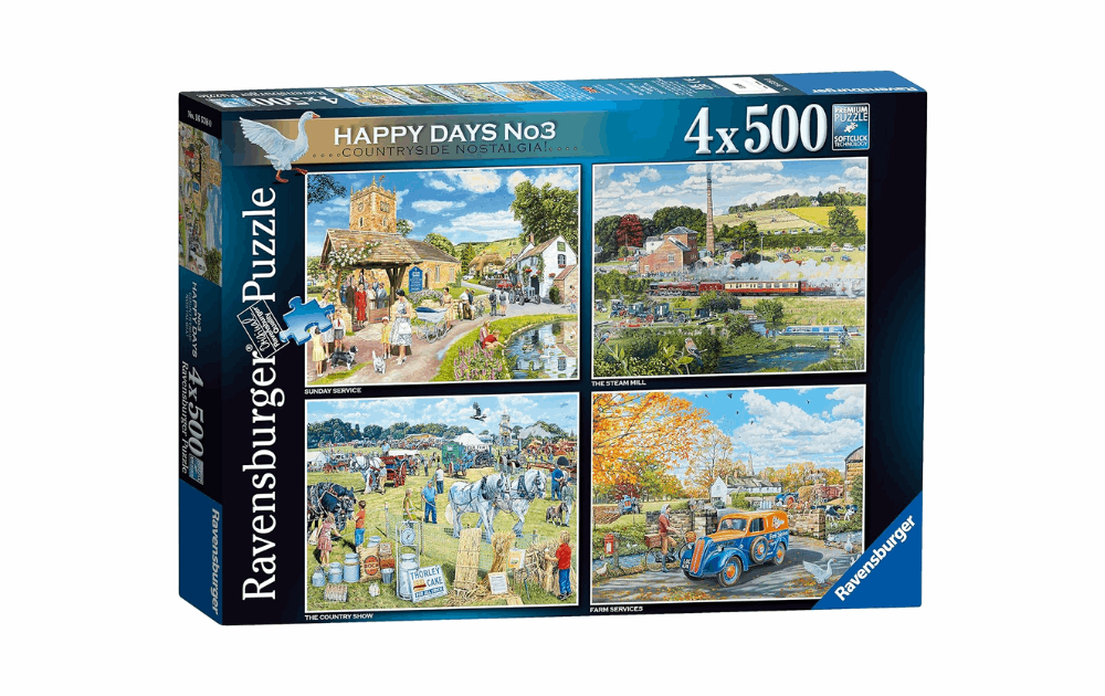 Happy Days No3 Countryside Nostalgia 4 x 500 piece puzzles by Ravensburger - The Jigsaw Cellar