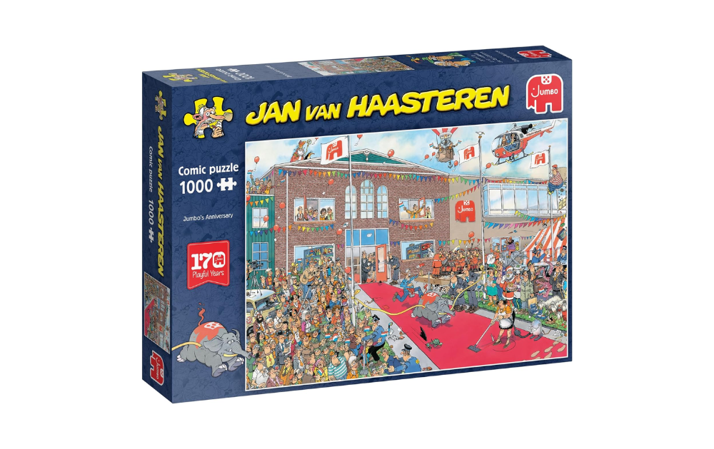 Jumbo's Anniversary 1000 piece Jan van Haasteren anniversary puzzle with colorful detailed scene