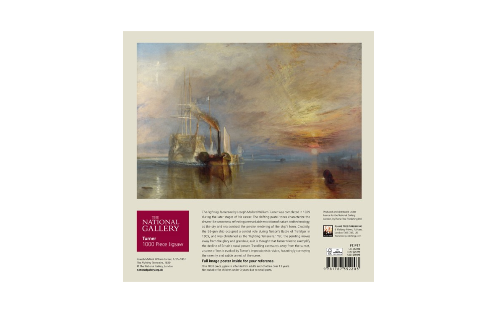 The Fighting Temeraire Turner 1000 piece puzzle by Flametree - The Jigsaw Cellar