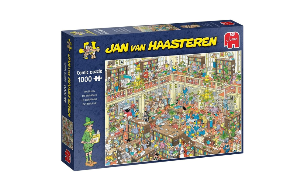 The Library - Jan van Haasteren Comic 1000 Piece Puzzle by Jumbo - The Jigsaw Cellar
