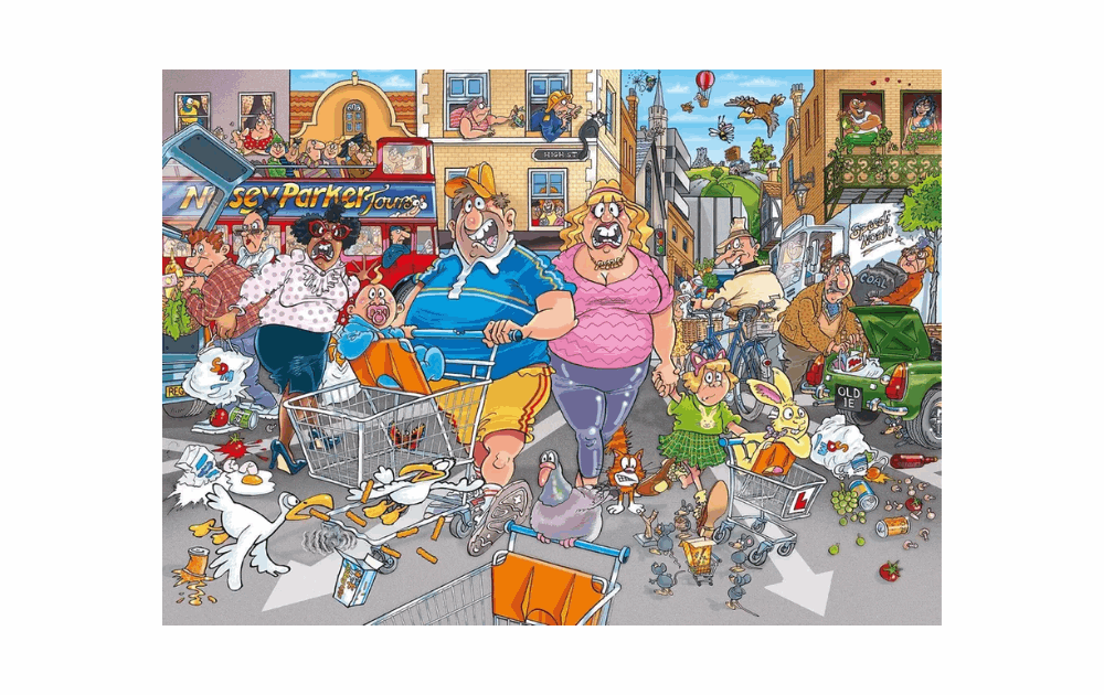 Wasgij Original 46- Middle Aisle Madness 1000 piece puzzle by Jumbo - The Jigsaw Cellar