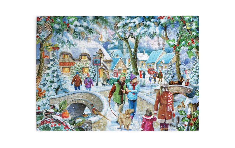 Winter Break - No 30 Find the Differences 1000 Piece Jigsaw Puzzle by House of Puzzles featuring a snowy village scene