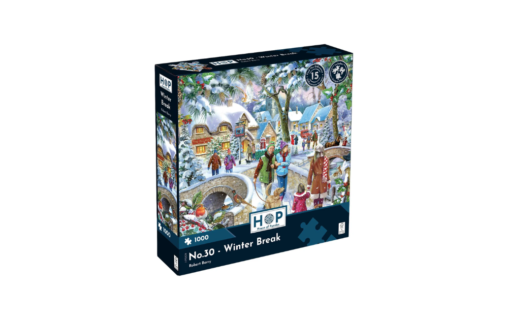 Winter Break - No 30 Find the Differences 1000 Piece Jigsaw Puzzle by House of Puzzles with a snowy village scene