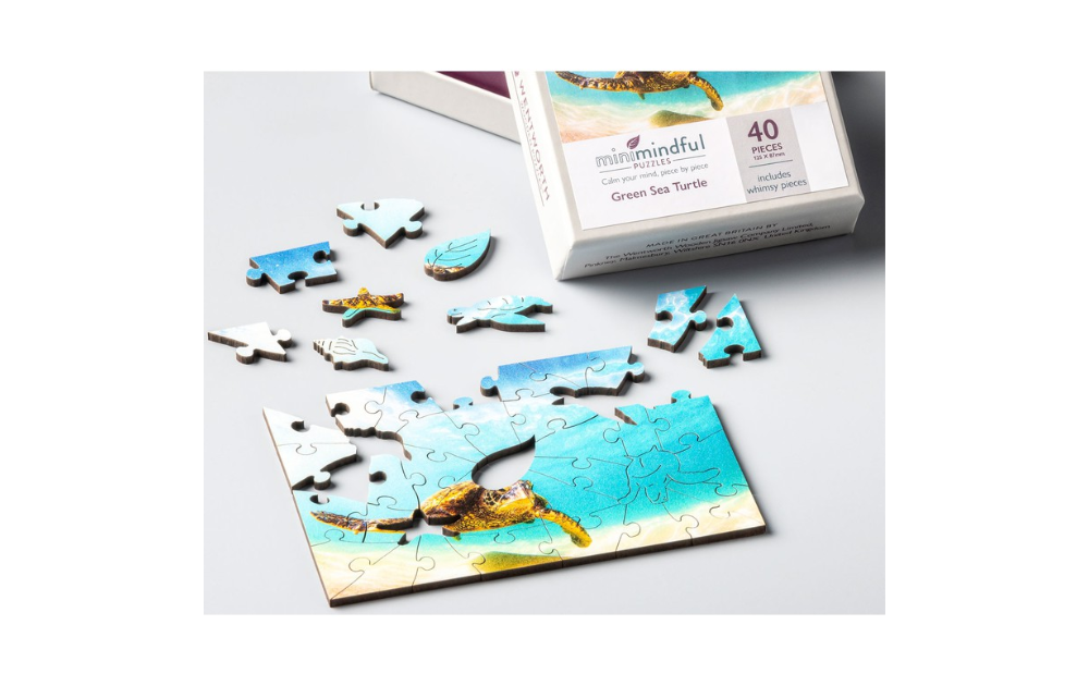 Wooden Jigsaw - Green Sea Turtle Mini Mindful 40 Piece Puzzle by Wentworth - The Jigsaw Cellar