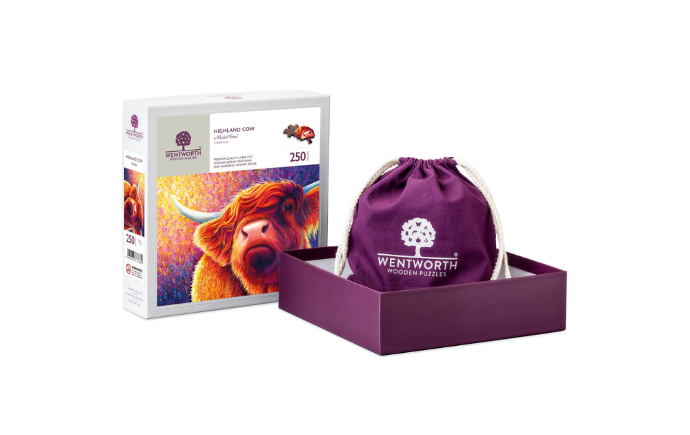 Wooden Jigsaw - Highland Cow 250 piece puzzle by Wentworth - The Jigsaw Cellar