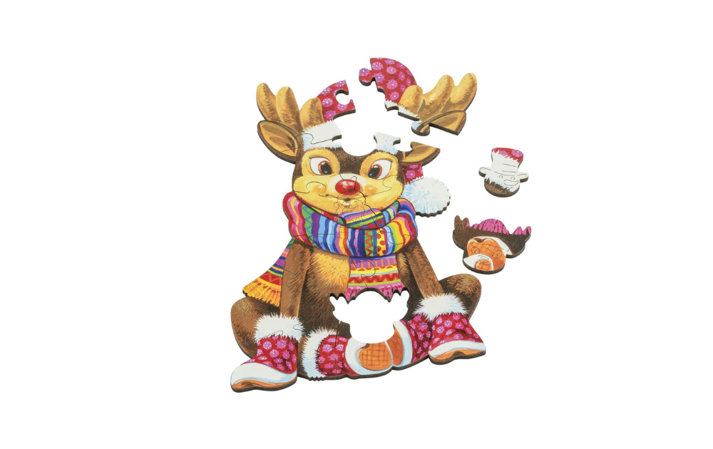 Wooden Jigsaw -  Rudolph the Reindeer 15 piece puzzle by Wentworth - The Jigsaw Cellar