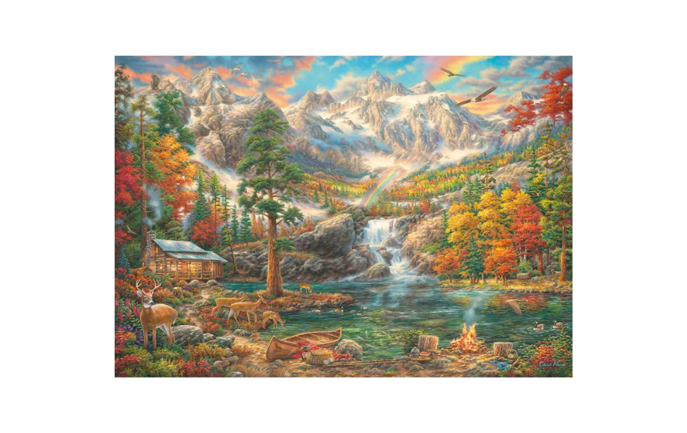 Almost Heaven 40 Piece Wentworth Wooden Jigsaw Puzzle featuring a serene mountain landscape with autumn colours