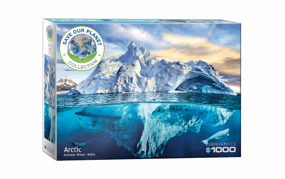 Eurographics Arctic landscape jigsaw puzzle featuring stunning icebergs and blue waters