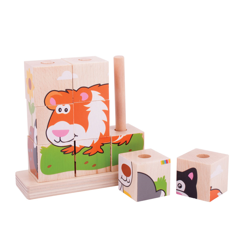 Bigjigs Pets stacking puzzle with colorful animal blocks for engaged learning and fun playtime