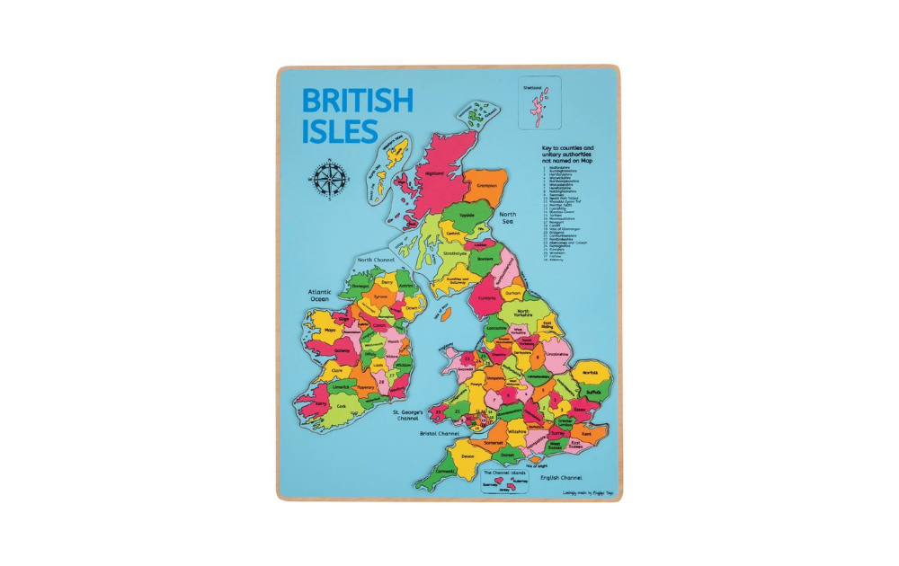 British Isles puzzle by Bigjigs Toys featuring colorful map of the British Isles for educational fun
