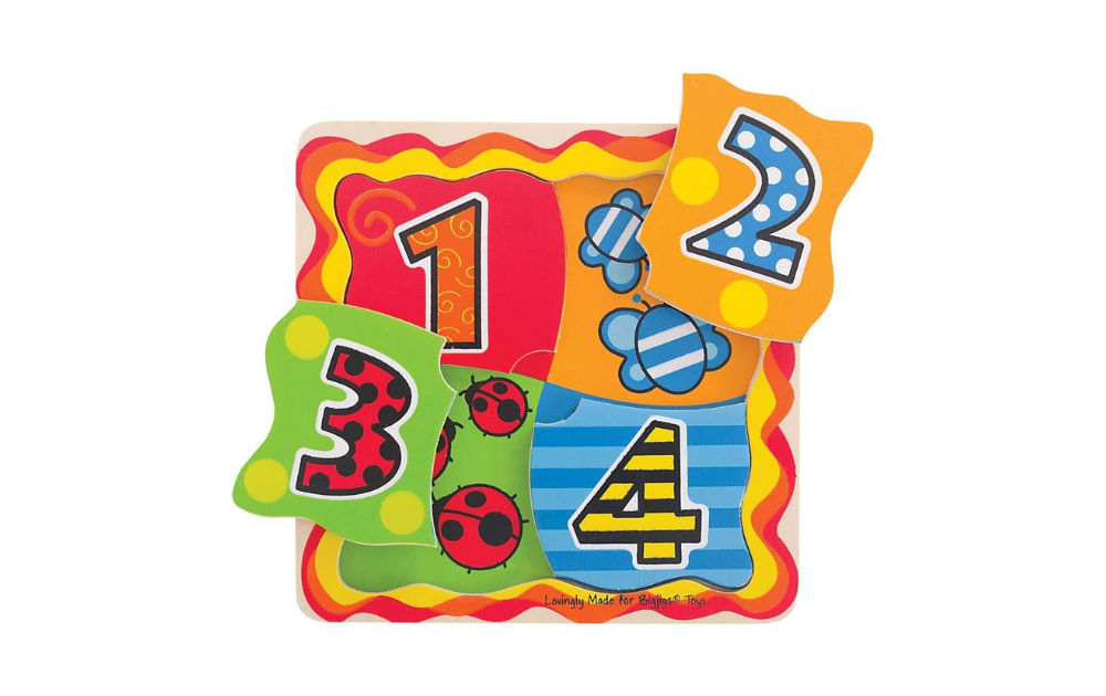 Bigjigs My First Matching Numbers Puzzle for toddlers with colorful wooden number pieces