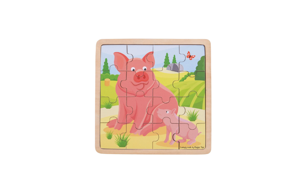 Tray Puzzle - Pig & Piglet 16 Pieces by Bigjigs Toys - The Jigsaw Cellar