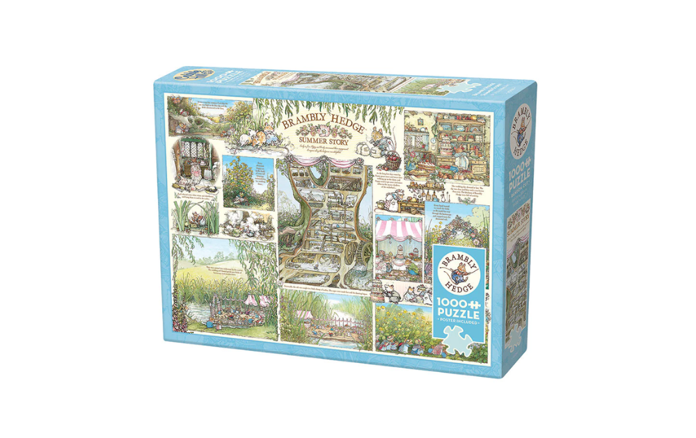 Cobble Hill 100 Piece Bramby Hedge Summer Story Jigsaw Puzzle featuring a charming countryside scene