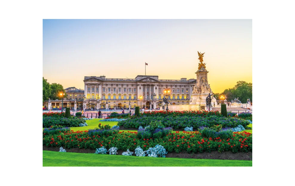 Wentworth Buckingham Palace jigsaw puzzle featuring a beautiful garden view at sunset