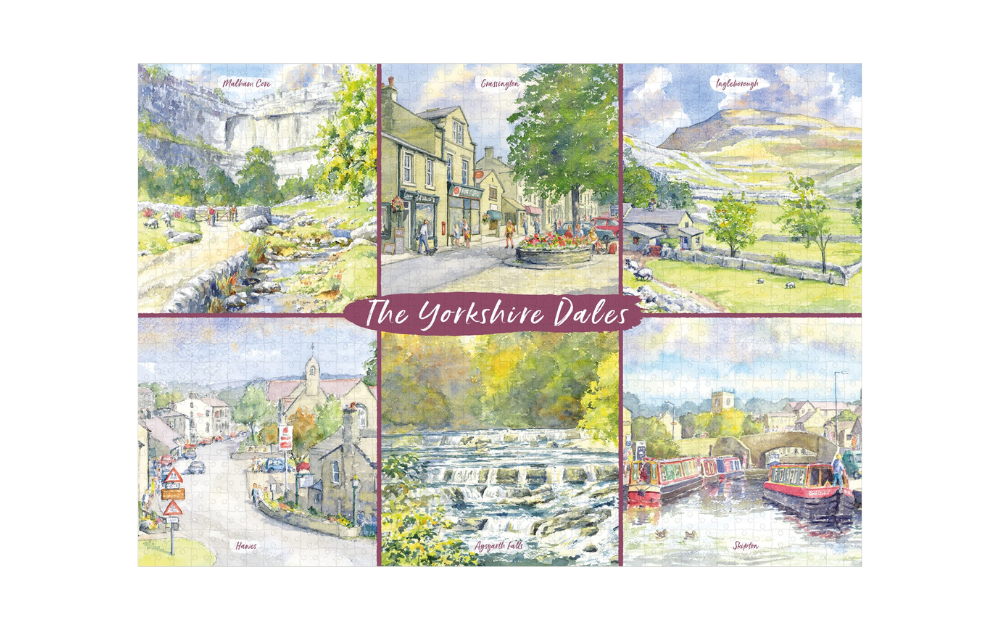 The Yorkshire Dales Watercolours 1000 Piece Jigsaw Puzzle by Cardtoons featuring picturesque scenes from the Dales