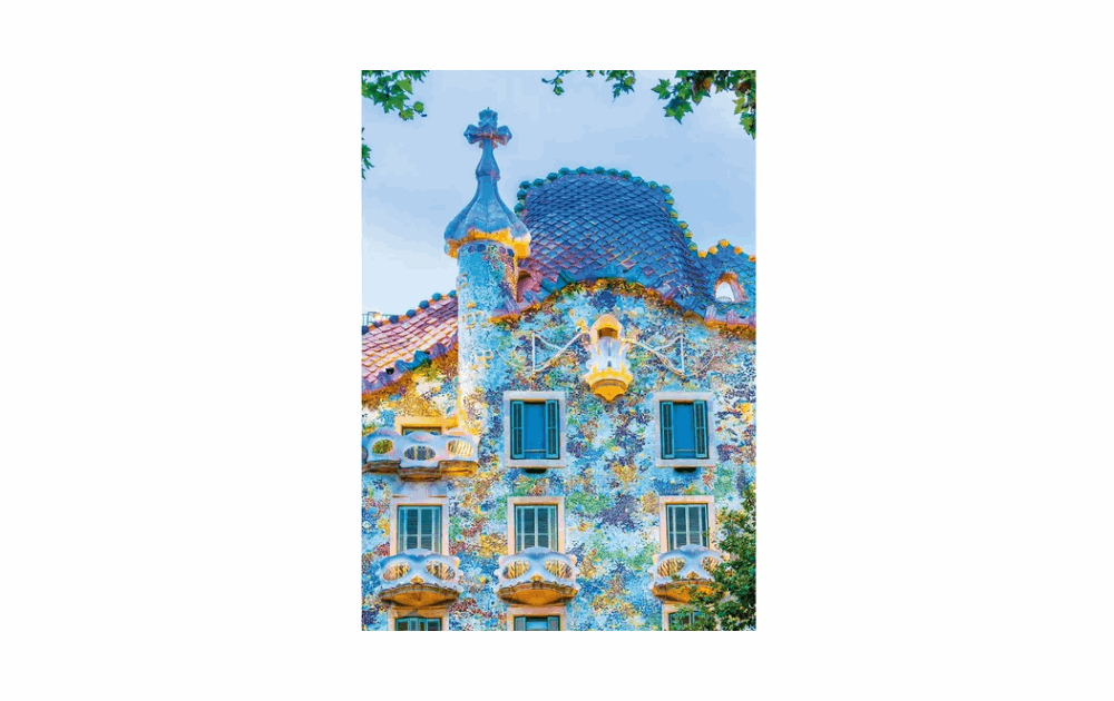 Casa Batllo wooden jigsaw puzzle featuring vibrant colors and unique architecture details