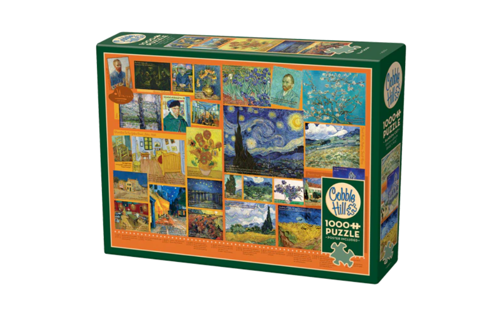 Cobble Hill puzzle Van Gogh featuring classic artwork in a colorful collage of Vincent van Gogh pieces