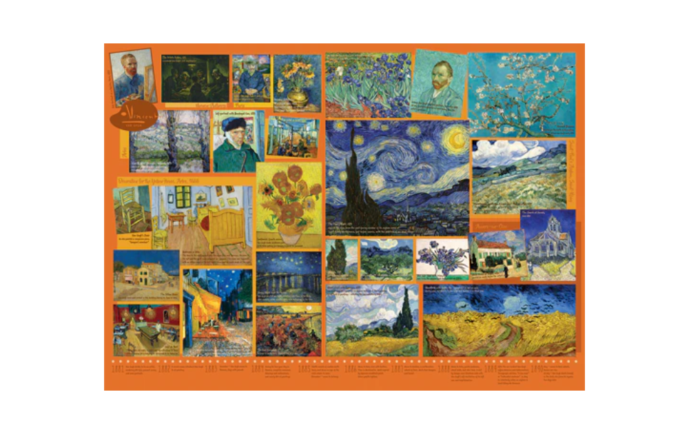 Cobble Hill puzzle Van Gogh featuring a collage of famous Van Gogh paintings in vibrant colors