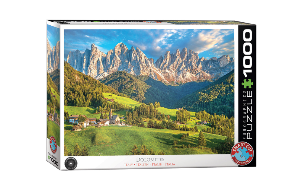Eurographics Dolomites 1000 piece jigsaw puzzle showcasing stunning mountain scenery in Italy