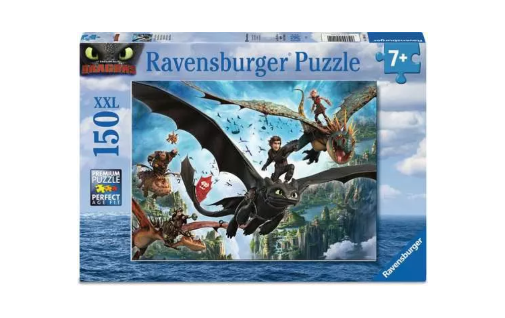 Ravensburger children's dragons and heroes jigsaw puzzle featuring vibrant characters and detailed artwork