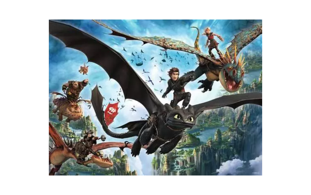Ravensburger children's dragons and heroes jigsaw puzzle featuring dragons and characters in flight