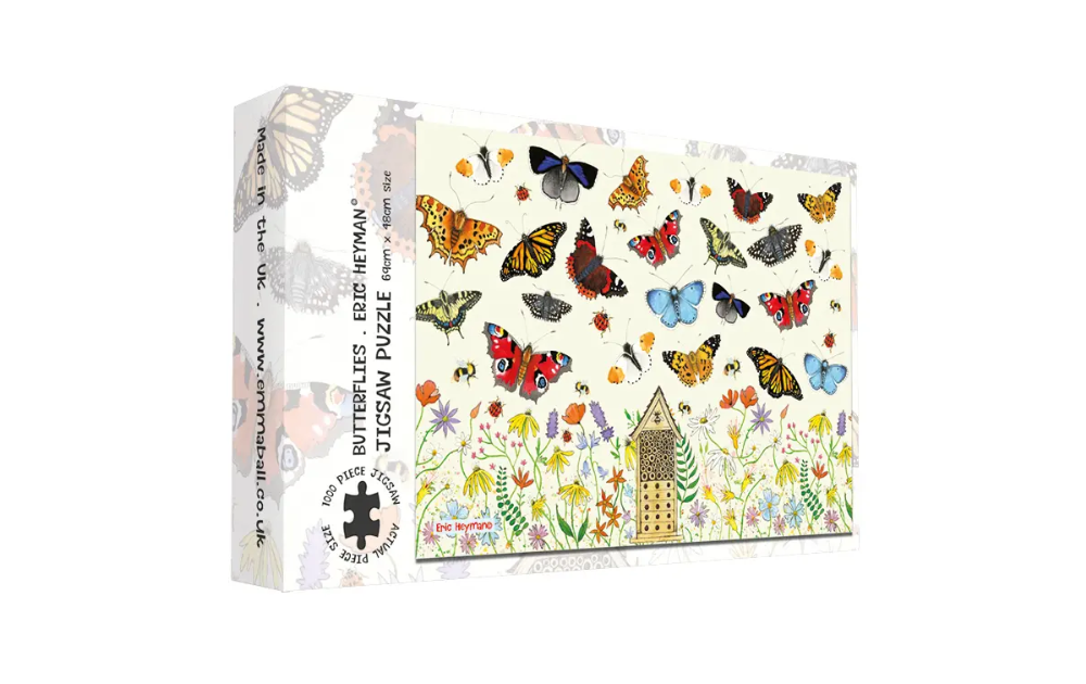 Emma Ball butterflies jigsaw puzzle featuring colorful butterfly illustrations and floral designs