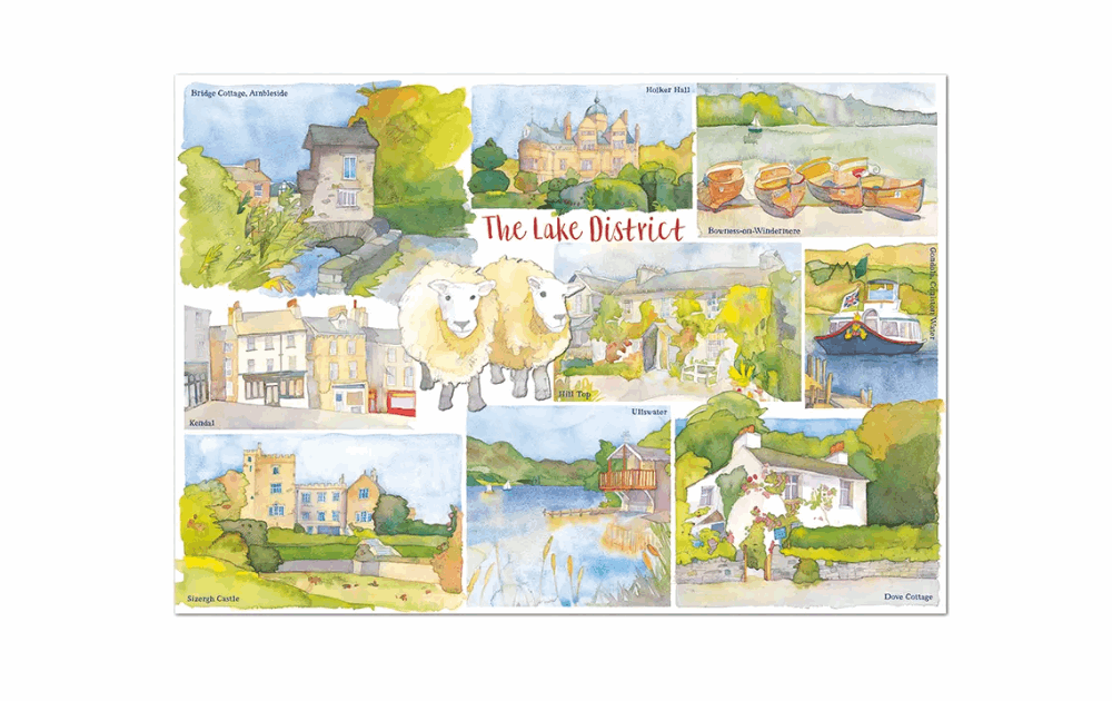 Emma Ball Lake District jigsaw puzzle featuring scenic watercolor illustrations of the Lake District