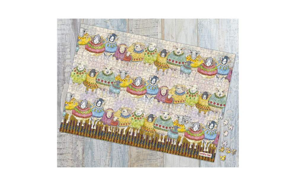 Emma Ball sheep jigsaw puzzle featuring colorful sheep and farm design for fun family activity