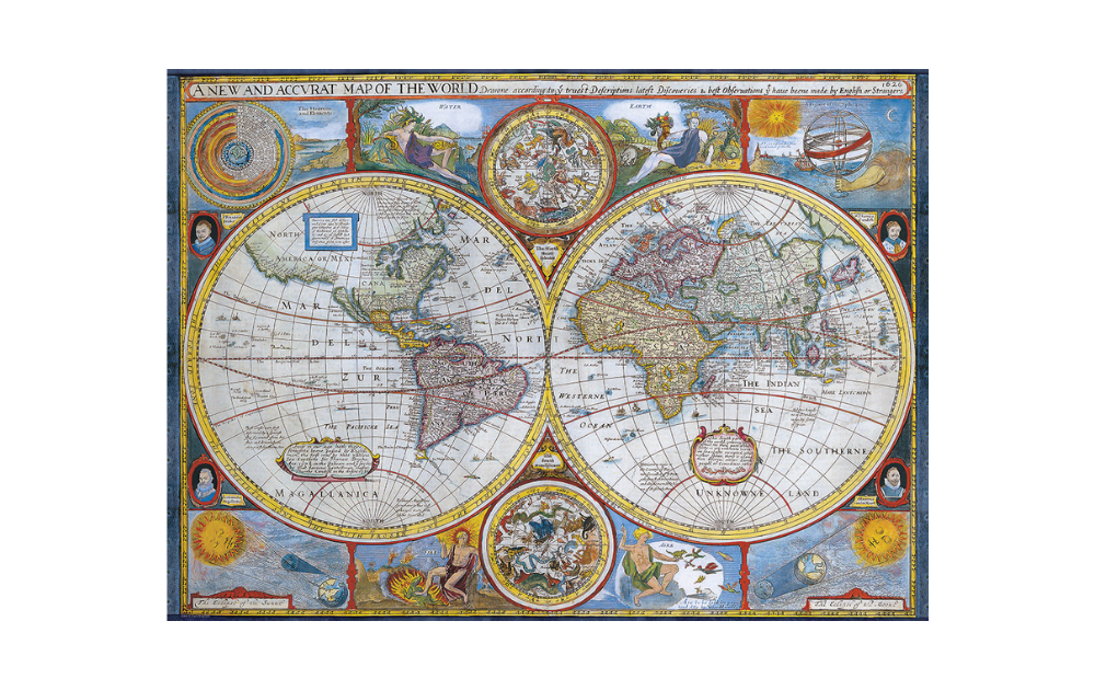 Antique World Map 1000 Piece Jigsaw Puzzle from Eurographics featuring detailed historical illustrations
