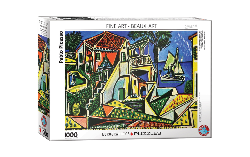 Eurographics Mediterranean landscape jigsaw puzzle featuring vibrant Picasso artwork with houses and sea