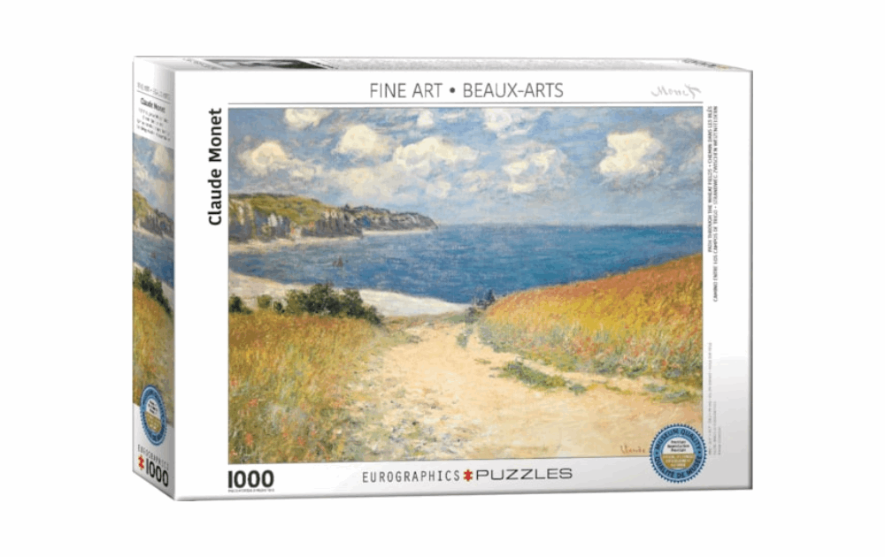 Eurographics Monet Wheat Fields puzzle 1000 pieces featuring a vibrant landscape painting