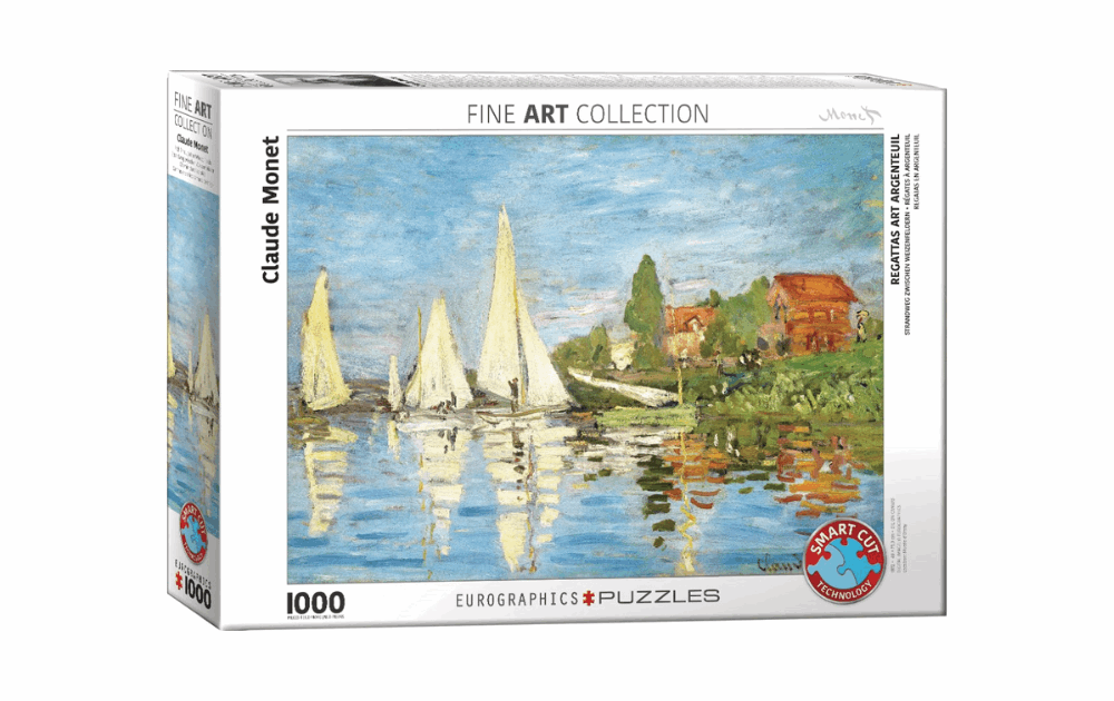 Eurographics Regatta at Argenteuil jigsaw puzzle featuring Monet's iconic sailing scene with 1000 pieces