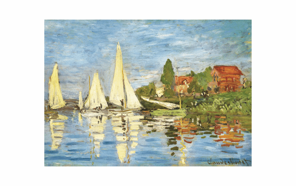Eurographics Regatta at Argenteuil jigsaw featuring a vibrant painting of sailboats and reflections on water