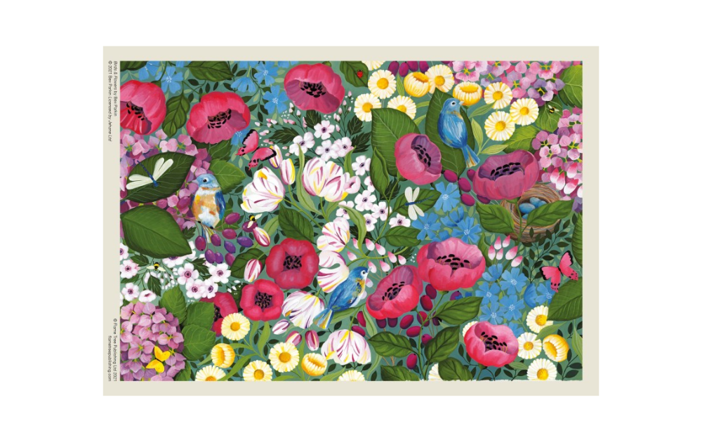 Bex Parkin Birds & Flowers puzzle featuring vibrant flora and fauna in a colorful design by Flametree