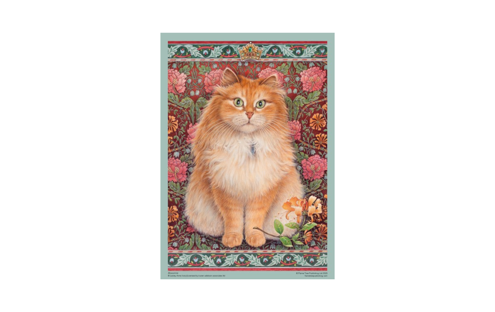 Blossomire 1000 piece puzzle featuring a vibrant cat illustration surrounded by floral patterns
