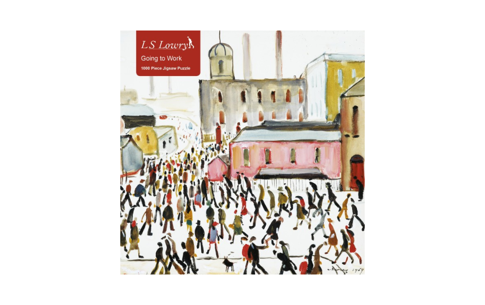 L S Lowry puzzle 1000 pieces featuring a busy street scene with people going to work