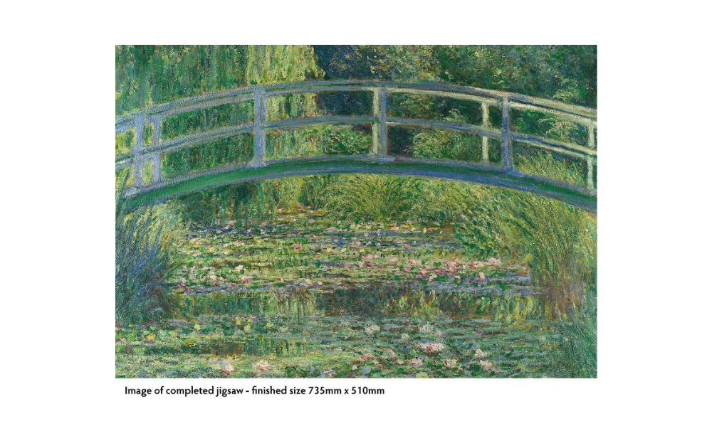 The Water-Lily Pond Monet 1000 piece puzzle featuring a beautiful bridge over a serene pond
