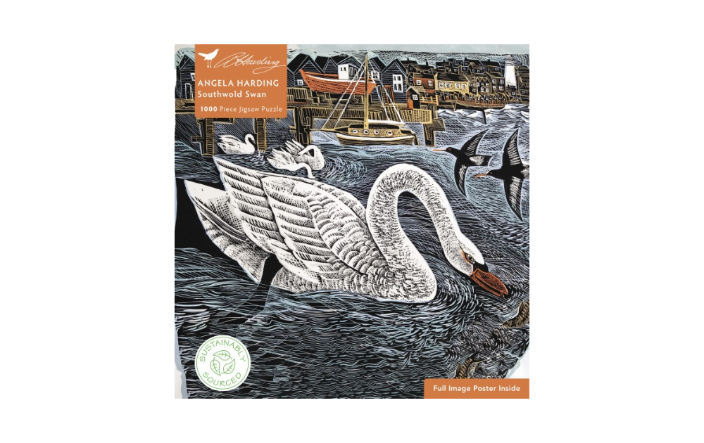 Southwold Swan puzzle by Flametree featuring a detailed illustration of a swan on water