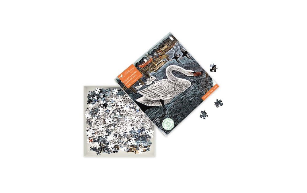 Southwold Swan puzzle by Flametree featuring a 1000-piece image of a serene swan on water