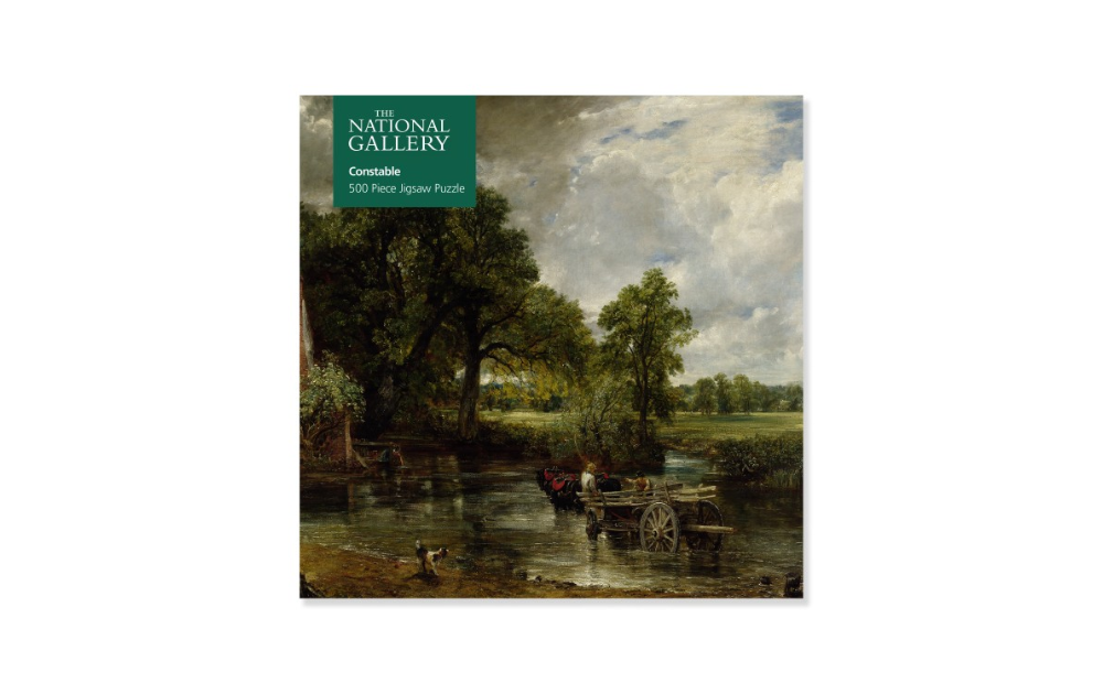 The Hay Wain puzzle by Flametree featuring John Constable's classic landscape artwork in a 500 piece jigsaw