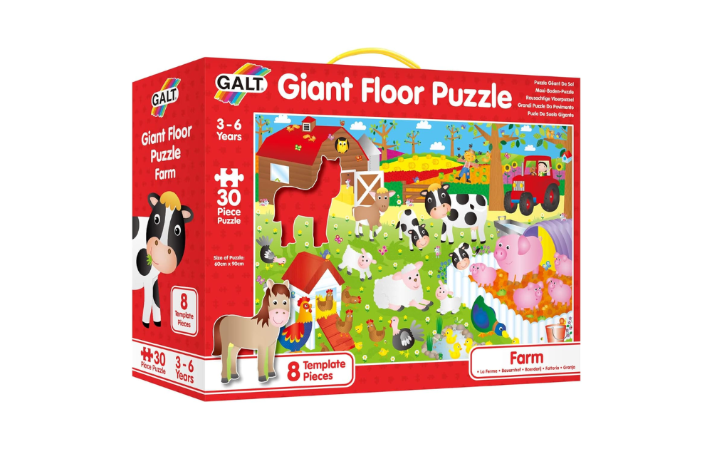Galt Giant Floor Puzzle - Farm for ages 3 to 6 featuring 30 colorful pieces with farm animals