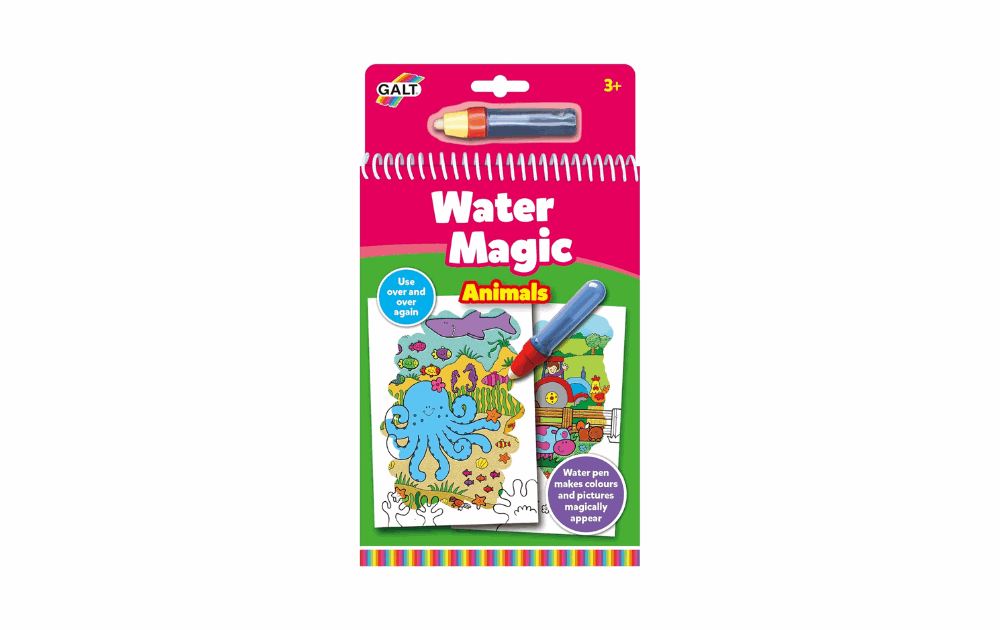 Water Magic Animals Galt Colouring Book with Reusable Pages and Water Pen for Kids