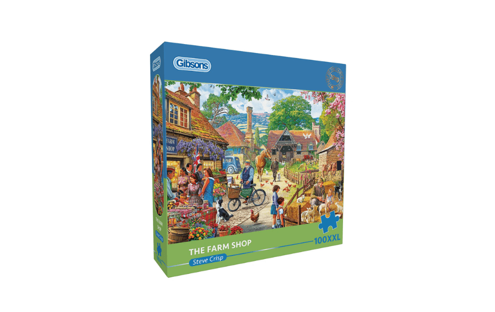 Gibsons The Farm Shop 100XXL piece jigsaw for adults featuring a vibrant rural market scene