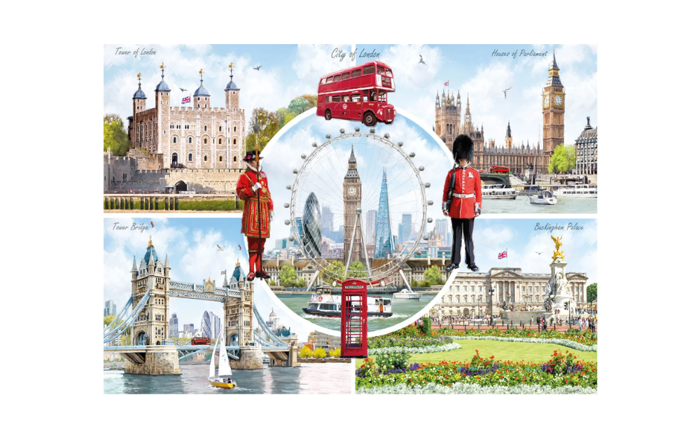 A Look at London 1000 Piece Jigsaw Puzzle by Gibsons featuring iconic London landmarks
